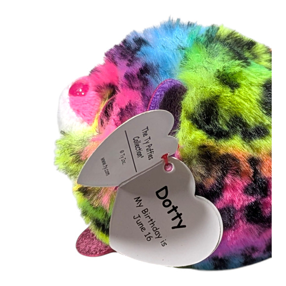 Dotty -The Leopard - Ty Puffies Collection - NWT - Bright Colorful Plushie - Picture 5 of 8